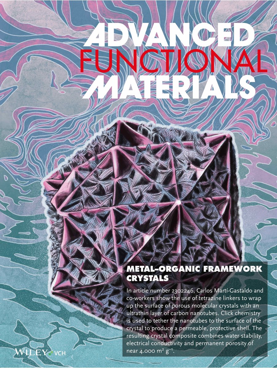 FuniMat's tweet image. The truth is that we couldn&apos;t be happier with how beautiful @eroyuela @Principia_io&apos;s illustration of our nanotube coated crystals looks now as #frontispiece in this issue of AFM @AdvSciNews