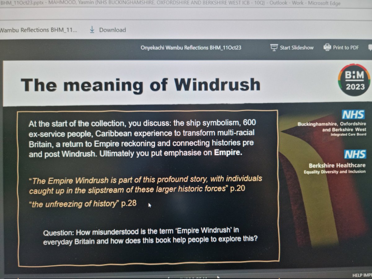 One of the number of webinars celebrating #BlackHistoryMonth2023 #BlackHistoryMonth with @YasminMahmood2 BOBICS.
Happening now...
@karenabonner2 <a href="/NMacdonaldBHT/">Neil Macdonald</a> <a href="/BucksHealthcare/">Buckinghamshire Healthcare NHS Trust</a>