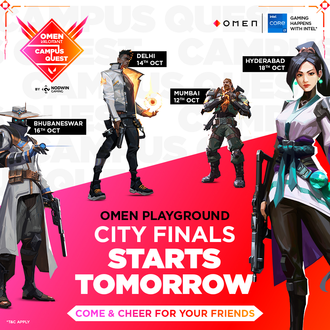 NodwinGaming's tweet photo. #CampusQuest City Finals at OMEN Playground stores starts tomorrow with #Mumbai ๐
๐Join us at 12PM to watch the action LIVE & cheer for your college!
๐Venue: Micron Computers, 3/4, Dhun Building Grant Road East, Lamington Road
#OMEN #OMENIndia #BeOMENCool #HPOMEN #OMENdesk https://t.co/FMHRDxUKsY
