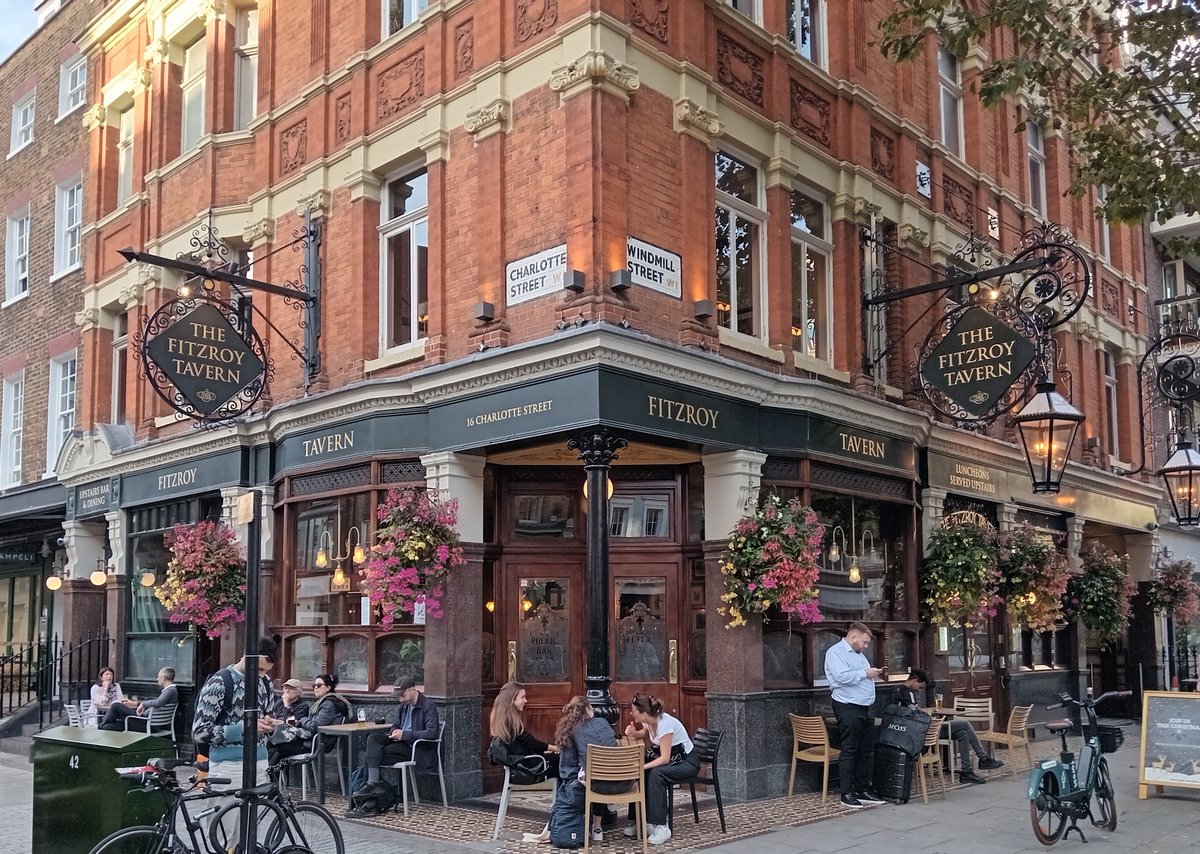 Proud that one of our brilliant pubs is included in the @FinancialTimes top ten best #pubs in #London's West End. The Fitzroy Tavern on Charlotte St became famous as a meeting place for artists, intellectuals & bohemians, & still retains its original features & a warm welcome.