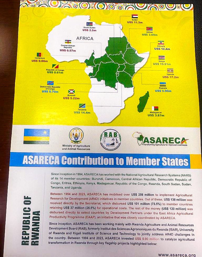 RwandaAgri's tweet photo. They discussed continued collaboration in boosting agriculture research.
Rwanda is one of the founding members of ASARECA and has benefited greatly from ASARECA's projects, contributing to agricultural transformation over the years. #AgricultureResearch #Rwanda #ASARECA https://t.co/40YfQl2gWj