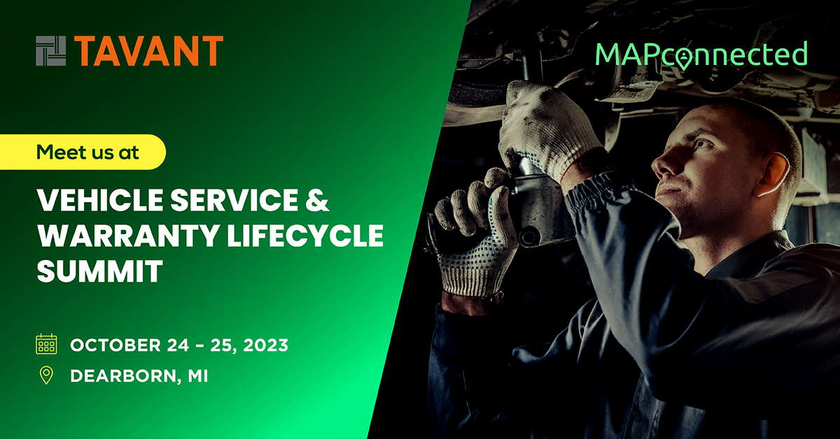 Tavant's tweet image. We&apos;re thrilled to be a sponsor at the Vehicle Service &amp;amp; Warranty Lifecycle Summit! Join us at our booth in Dearborn on Oct 24 and 25 and dive into the future of #ServiceLifecycleManagement and next-gen #warranty solutions. 

-&amp;gt; tavant.com/slm