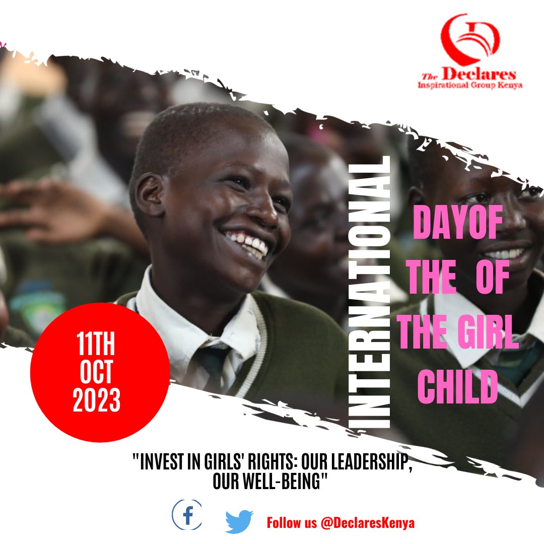 DeclaresKenya's tweet photo. On this #InternationalDayOfTheGirl , let's celebrate the power, potential, and resilience of girls in our communities. 🌟👧🏽🌍 Let's empower them with education, equal opportunities, and support to break down barriers and shatter stereotypes. #GirlsUnite #EqualityForGirls https://t.co/fgoW86FIEL