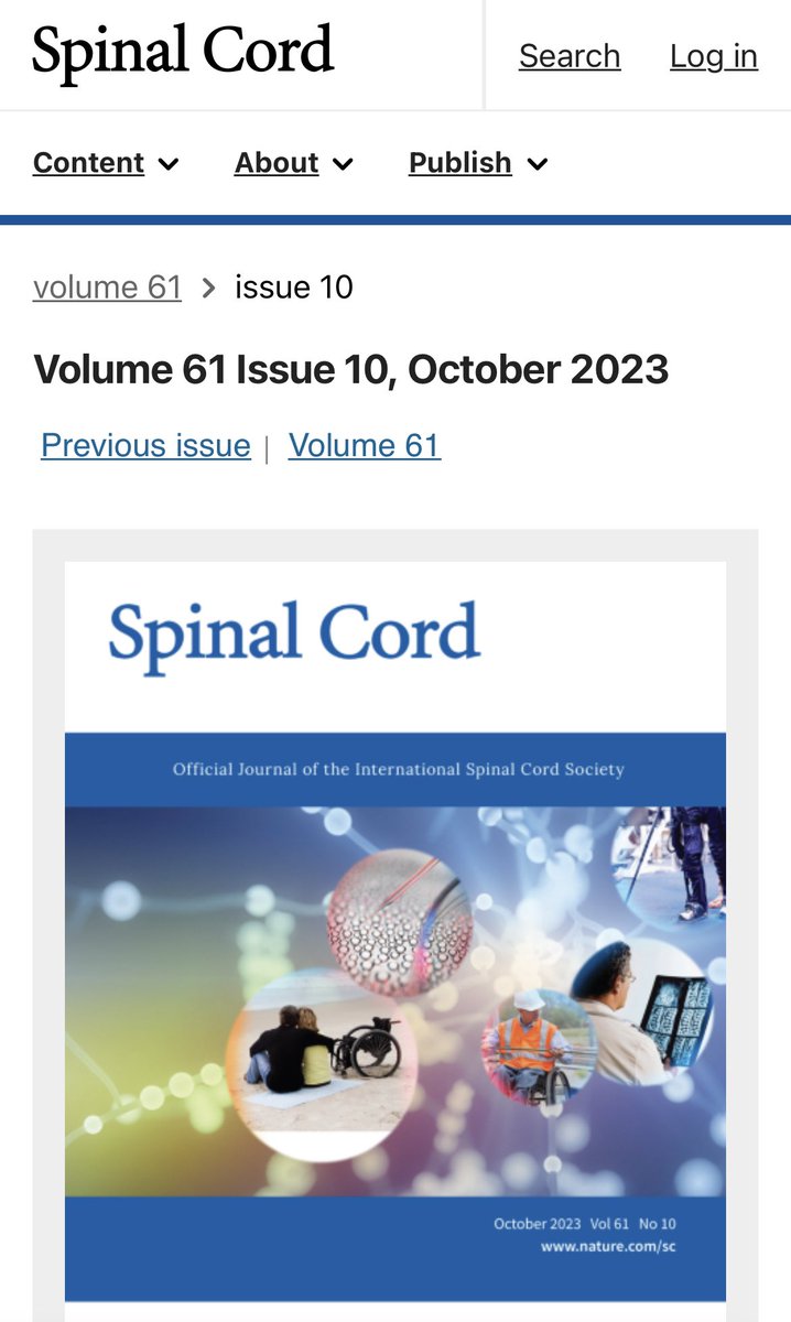 JournalSCI's tweet photo. The October 2023 issue of #SpinalCord is online! Check out all the newest papers on #SpinalCordInjury ➡️ https://t.co/4Pm0BAE1lv https://t.co/AeFMAHQTXe
