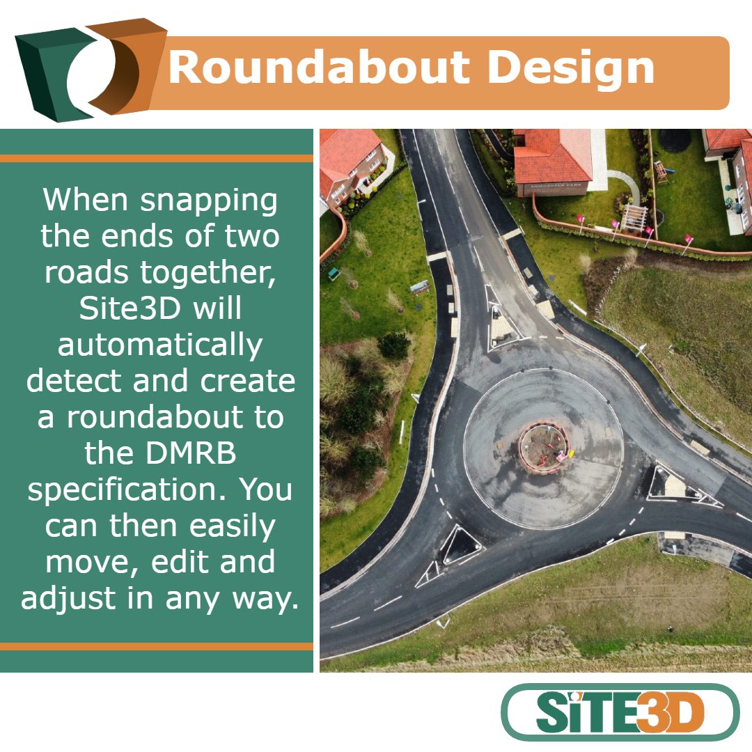 Site3Dsoftware's tweet image. Designing a roundabout? Then look no further than Site3D. As always, it’s intuitive and you can learn via our YouTube tutorial in under three minutes. Check it out here: youtube.com/watch?v=tk3vNJ… 
Picture: Roundabout designed in Site3D by The Engineering Studio 
#roundaboutdesign