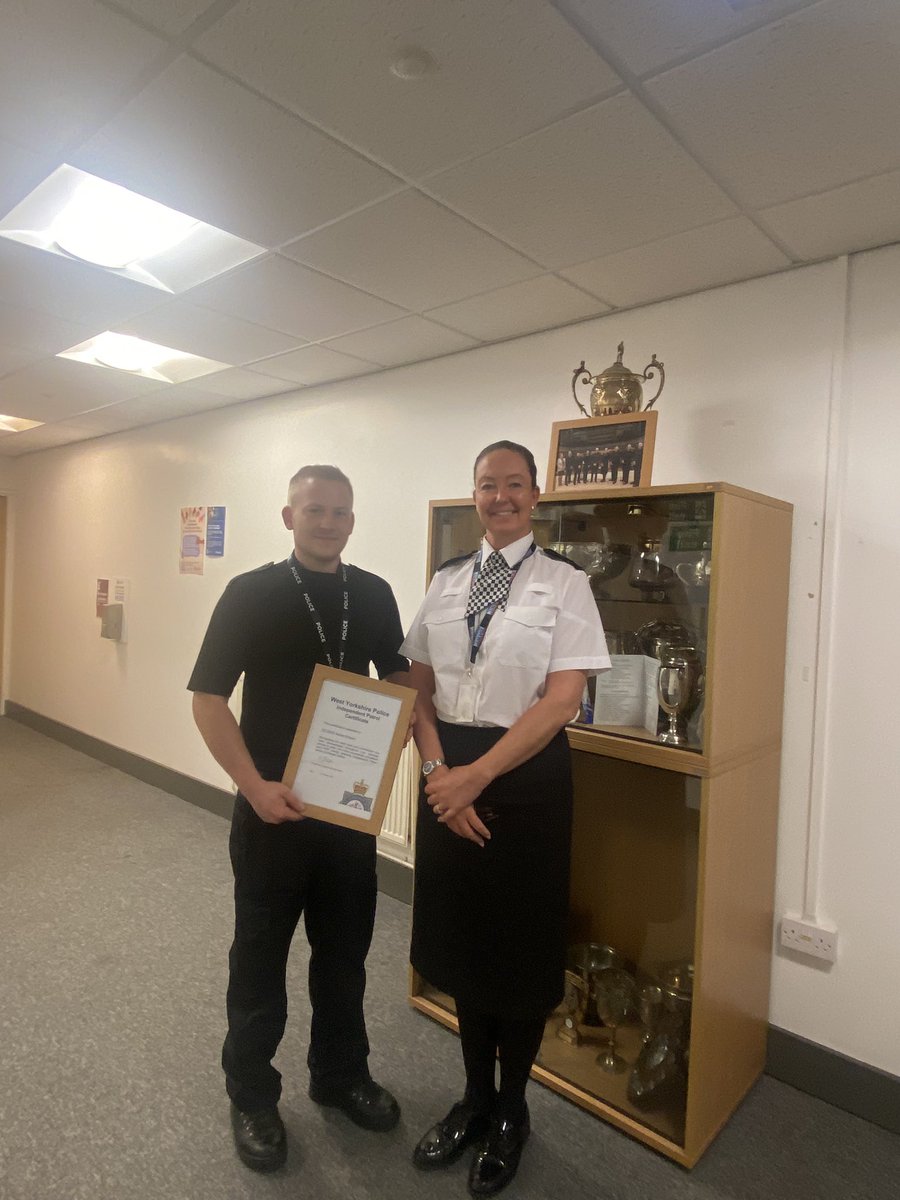 WYP_HBrear's tweet photo. Proud to present SC Adam Brown with his Independant Patrol certificate this afternoon. He has hit the ground running since joining WYP and shows great potential. 👏👏 https://t.co/iESLgL2C6h