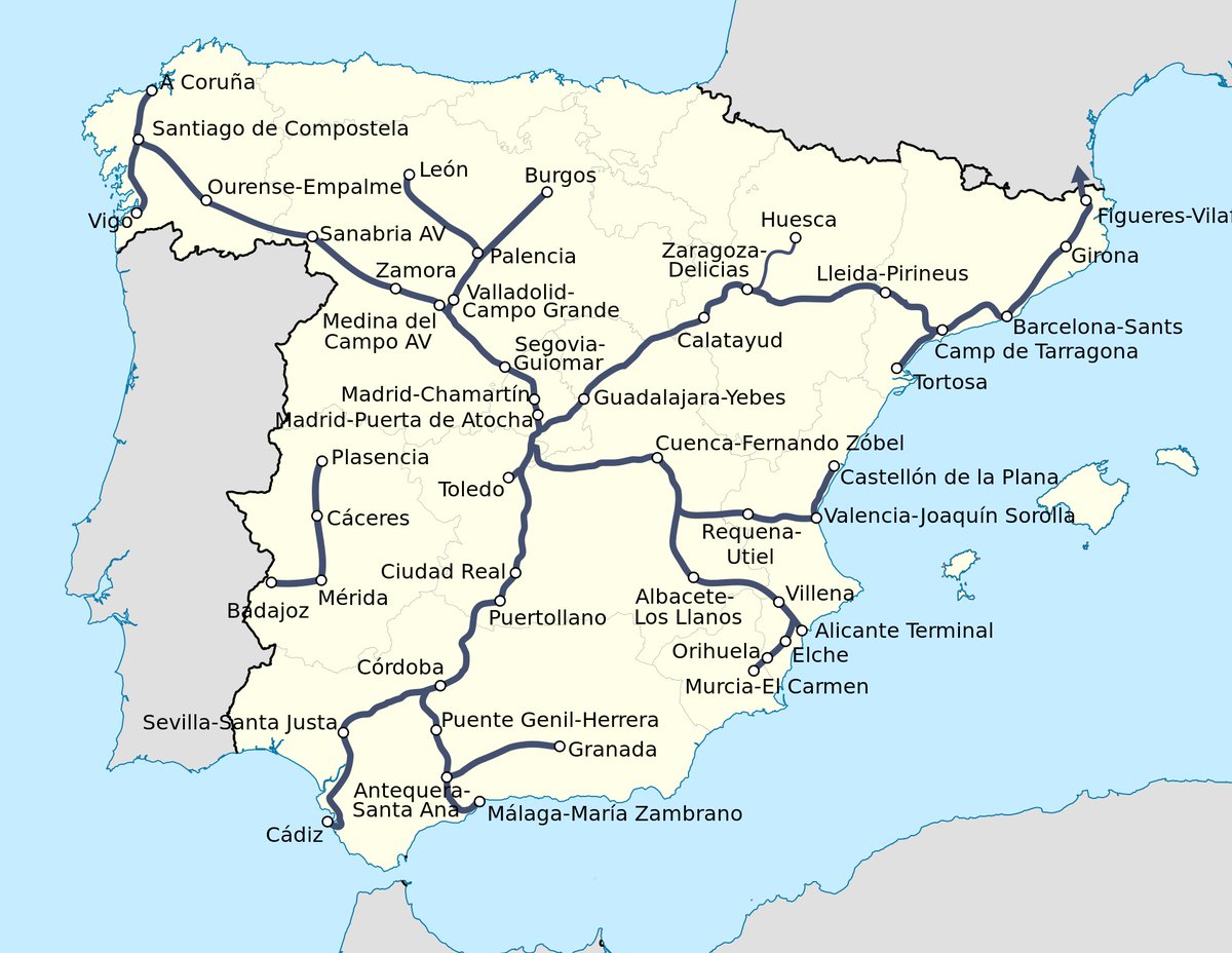 At approx. 58 billion euro (£50 billion) Spain's full high-speed rail network, all 2,464 miles of it, cost about the same to build as HS2 phase 1. There's something very, very, very wrong with how we approach large engineering projects. en.wikipedia.org/wiki/High-spee…