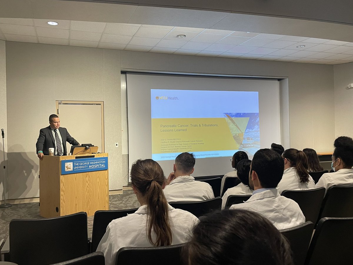 Wonderful to welcome Dr Jose Trevino from @VCUHealth @VCU for @GWSurgery Grand Rounds. Building an academic career and developing your mission. #surgery #oncology #pancreaticcancer