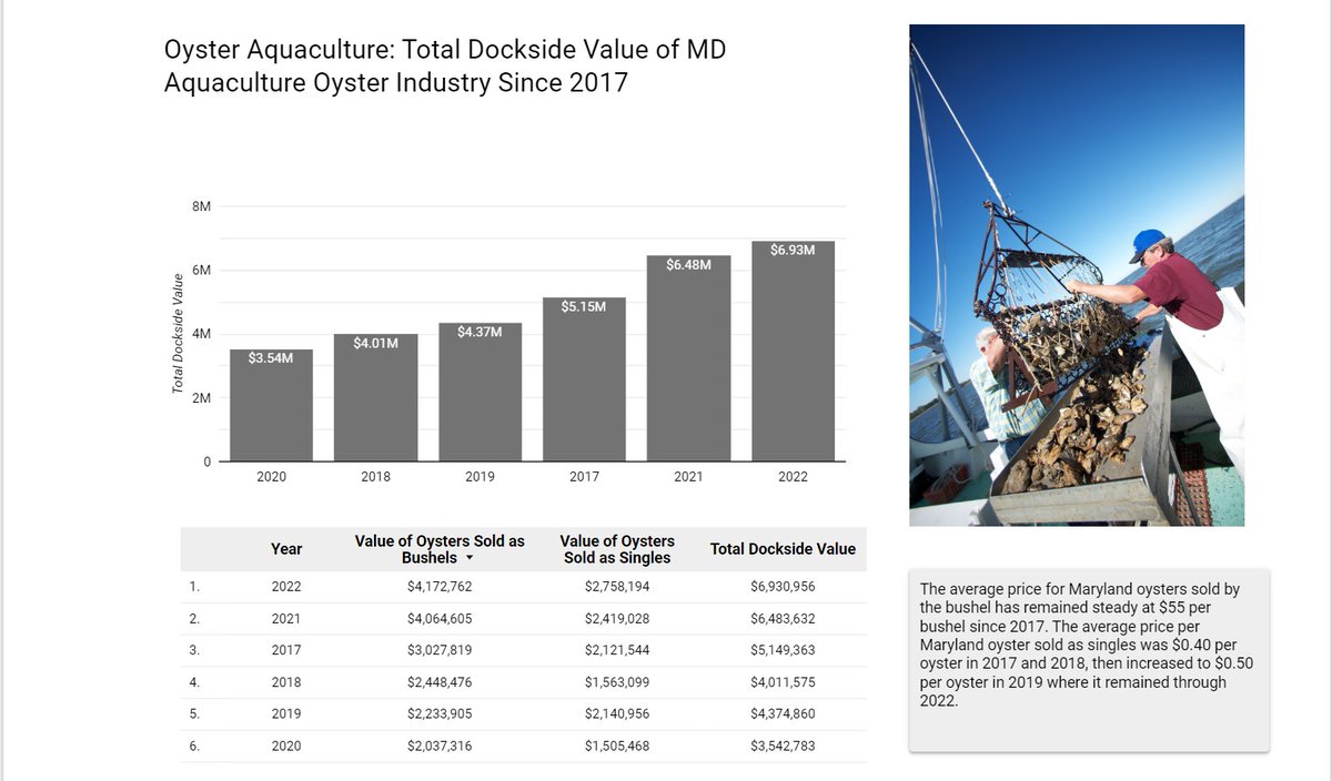 The Maryland Oyster Aquaculture Dashboard has been updated with information from 2022.
go.umd.edu/OysterAquacult…