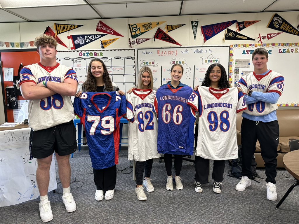 The throwback jersey sale is back just in time for this Friday night's home game! Jerseys are $10- most are large, starting with #50 &amp; going up from there. Contact adowning@londonderry.org for yours! Proceeds support ALC initiatives.
<a href="/LLgridiron/">Londonderry Lancers Gridiron Club</a> <a href="/Londonderry_ath/">Londonderry Athletic</a> <a href="/Londonderry_lhs/">Londonderry High School</a>