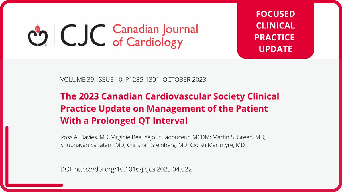 SCC_CCS's tweet photo. ☑️ Newly published: 2023 CCS Clinical Practice Update on Management of the Patient with a Prolonged QT Interval. This CPU provides practical tips on measurement of the QT interval, diagnosis &amp; management. Learn more in the October issue of @CJCJournals: https://t.co/i8iANFhFCc. https://t.co/60qMhnCdEo