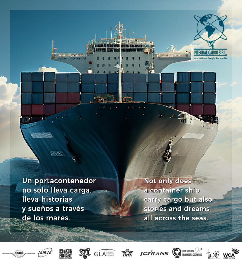 integralcargo's tweet photo. 🚢 Un portacontenedor no solo lleva carga, lleva historias y sueños a través de los mares.
___

🚢 Not only does a container ship carry cargo but also stories and dreams all across the seas.

#comercioexterior #comerciointernacional #cargamarítima #serviciomarítimo https://t.co/3btmHIFDPK