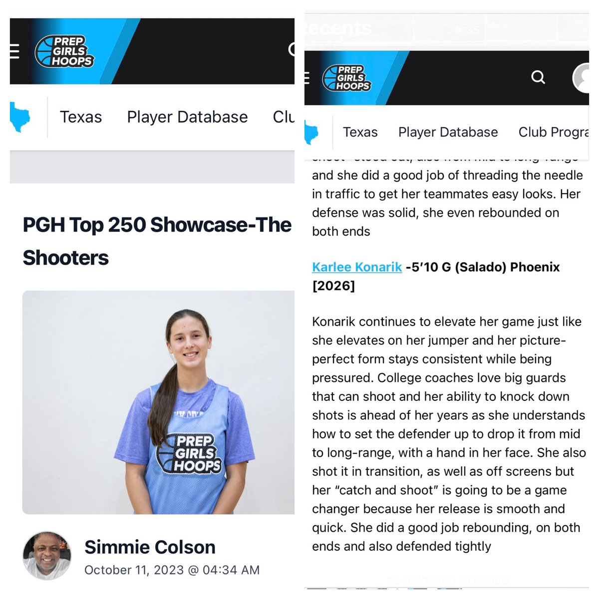phoenixselect's tweet photo. Way 2 go @karleekonarik_ This 5’11 sophomore guard from @GirlsSalado plays on Phoenix Gold 17U Gold &amp; can score #trueShooter #phoenixProud 
@CoachLTid @TarletonWBB @CoachTayHCU @UNIwbb @SIUEWBB @MSUBobcatsWBB @McNeeseWBB @Radford_WBB @AmyEagan @CCSUBlueDevils @UIWWBB @Belle_Hoops https://t.co/B21pP8aA6q