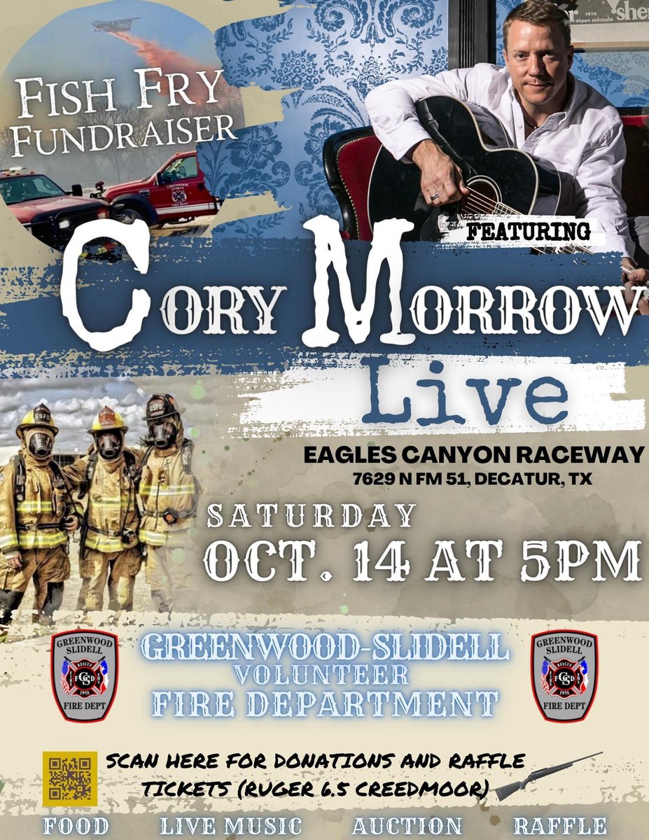 This weekend, we're headed out to Decatur, TX, to help raise funds for the Greenwood-Slidell Volunteer Fire Department! Come join us for a great show 🎶