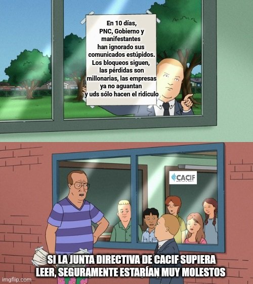 pchicola's tweet photo. Un paper que se titule

"Tras 10 días de bloqueos:
Un análisis de la funcionalidad de @CACIFGuatemala para responder a las empresas afectadas, en el marco de la crisis política 2023."

Anexo I: Memes https://t.co/zxQ96ekP4x