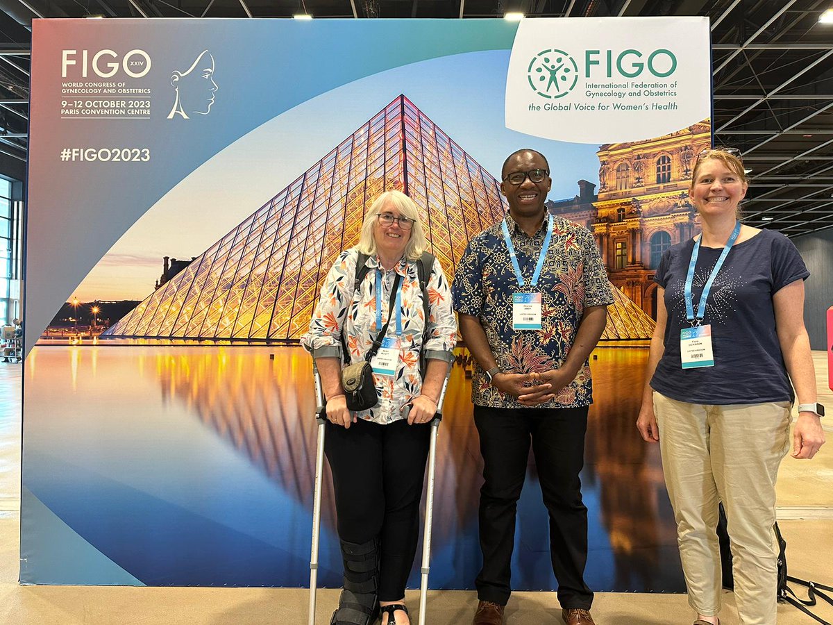At #FIGO2023 @acameh @helenallott1 and Fiona Dickison. Today, Helen is talking about how to increase the use of assisted vaginal births and reduce number of unnecssary Caesarean sections in Kenya👍🏼 @LSTMnews @LSTM_Kenya @MOH_Kenya