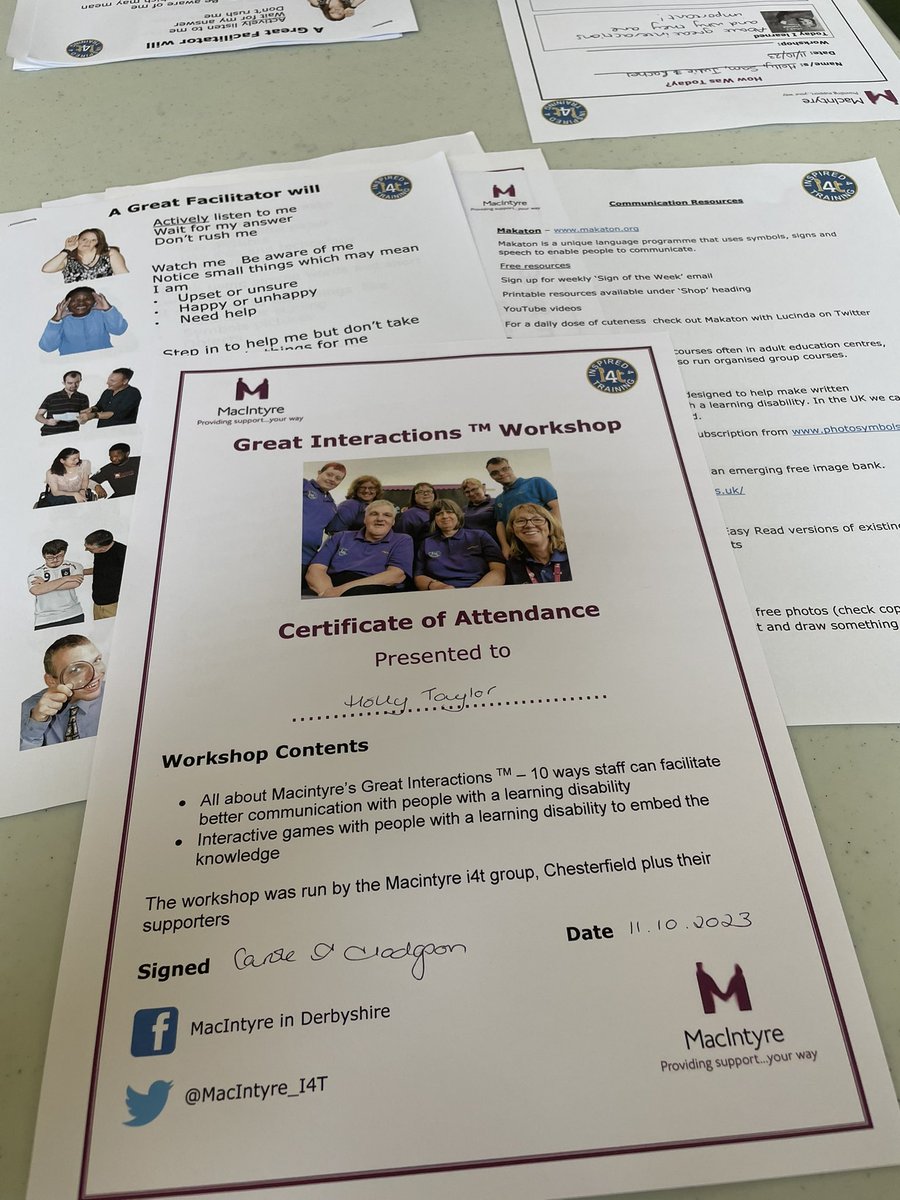 Holly_LDNSW's tweet photo. Absolutley brilliant morning at the Great Interactions Workshop by @MacIntyre_I4T with @Ashgate_Hospice ! 😄

#LearningDisabilityTraining #HospiceCare #StudentNurse #StudentSocialWorker #RNLD https://t.co/6fkcIVb4uq