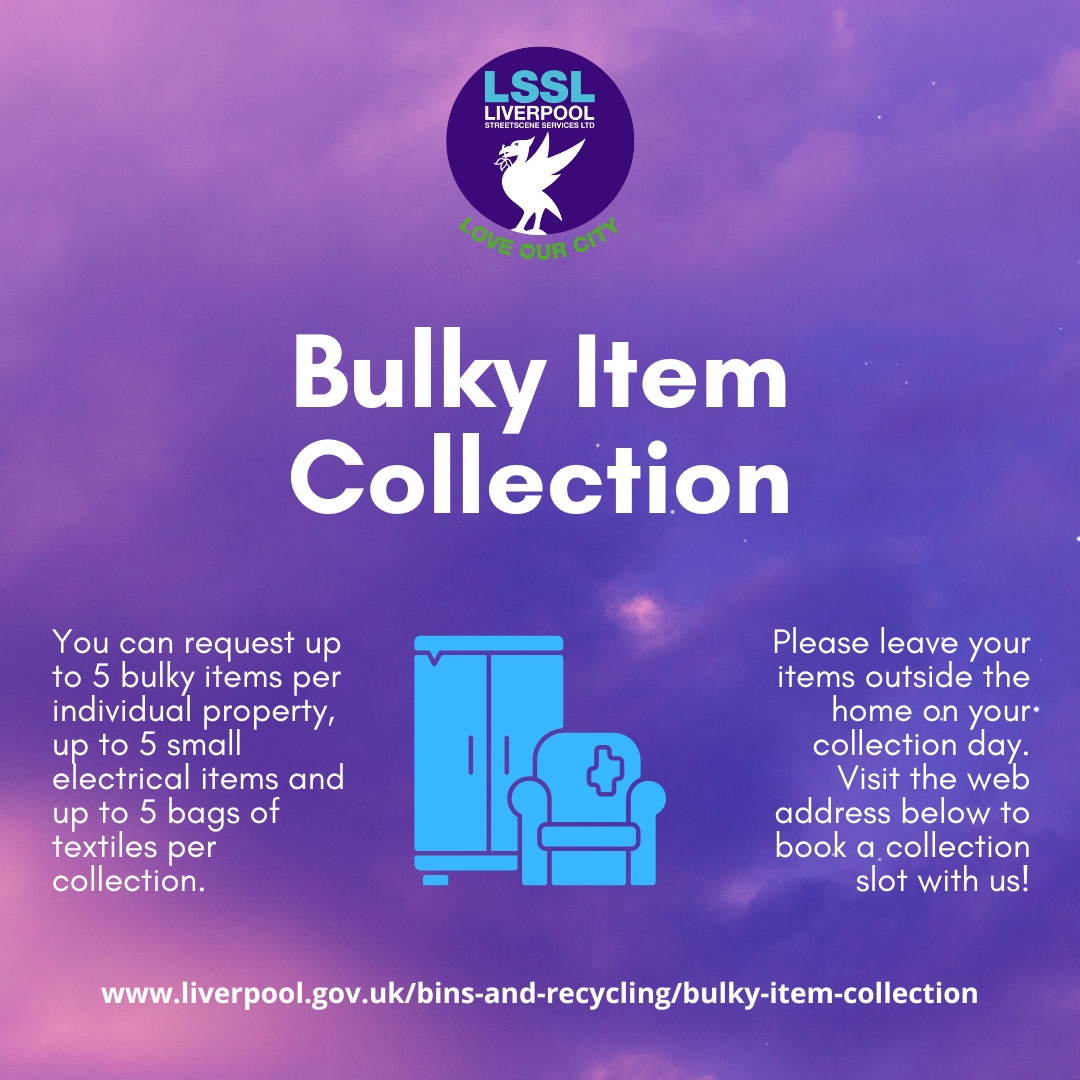 lpool_LSSL's tweet photo. #BulkyItemCollection | Sofas, mattresses, fridges, washing machines, cookers, wardrobes, tables, chairs... you name it, we can collect it for you - for free!
Check out the full list of items we can take & book a collection slot with us today⬇️ https://t.co/spsNMcd5hl #BulkyItems https://t.co/gO716X6ZxW