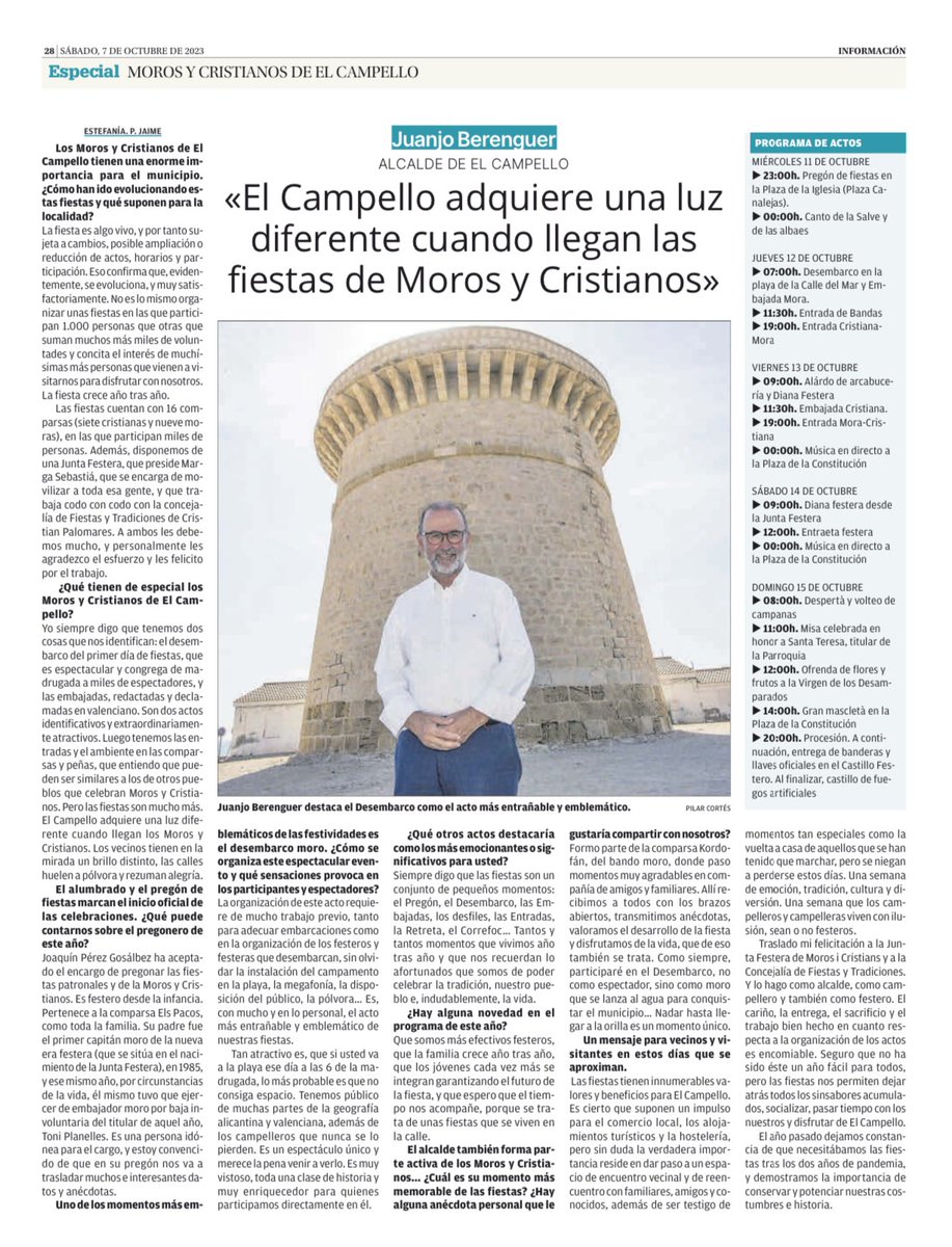 PPelcampello's tweet photo. 📰 No te pierdas la entrevista promocionando al municipio de #ElCampello de @JuanjoBerenguer 🗣️”El Campello adquiere una luz diferente cuando llegan las fiestas de Moros y Cristianos” 🌙⚔️ #MiC23 https://t.co/Bwd41dIapq