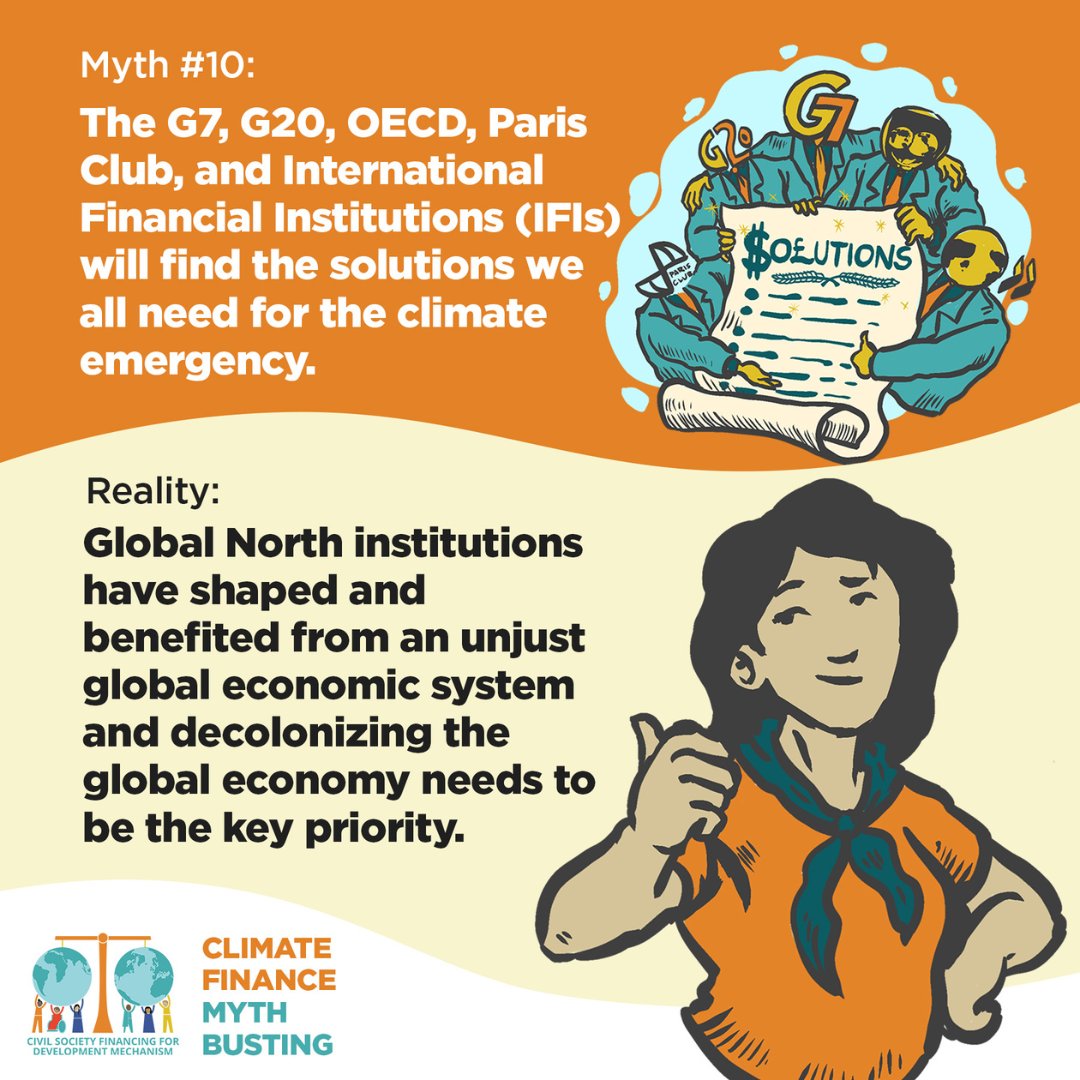 🌎 #ClimateFinanceMyth #10:** Internationale instituties hebben DE oplossingen. **Feit:** Zij zijn vaak deel van het probleem. Wij moeten een rechtvaardig, universeel, democratisch systeem dat iedereens stem waardeert. 🗣️ #FfD4 #ClimateJustice
ow.ly/Xupr50PSBgT