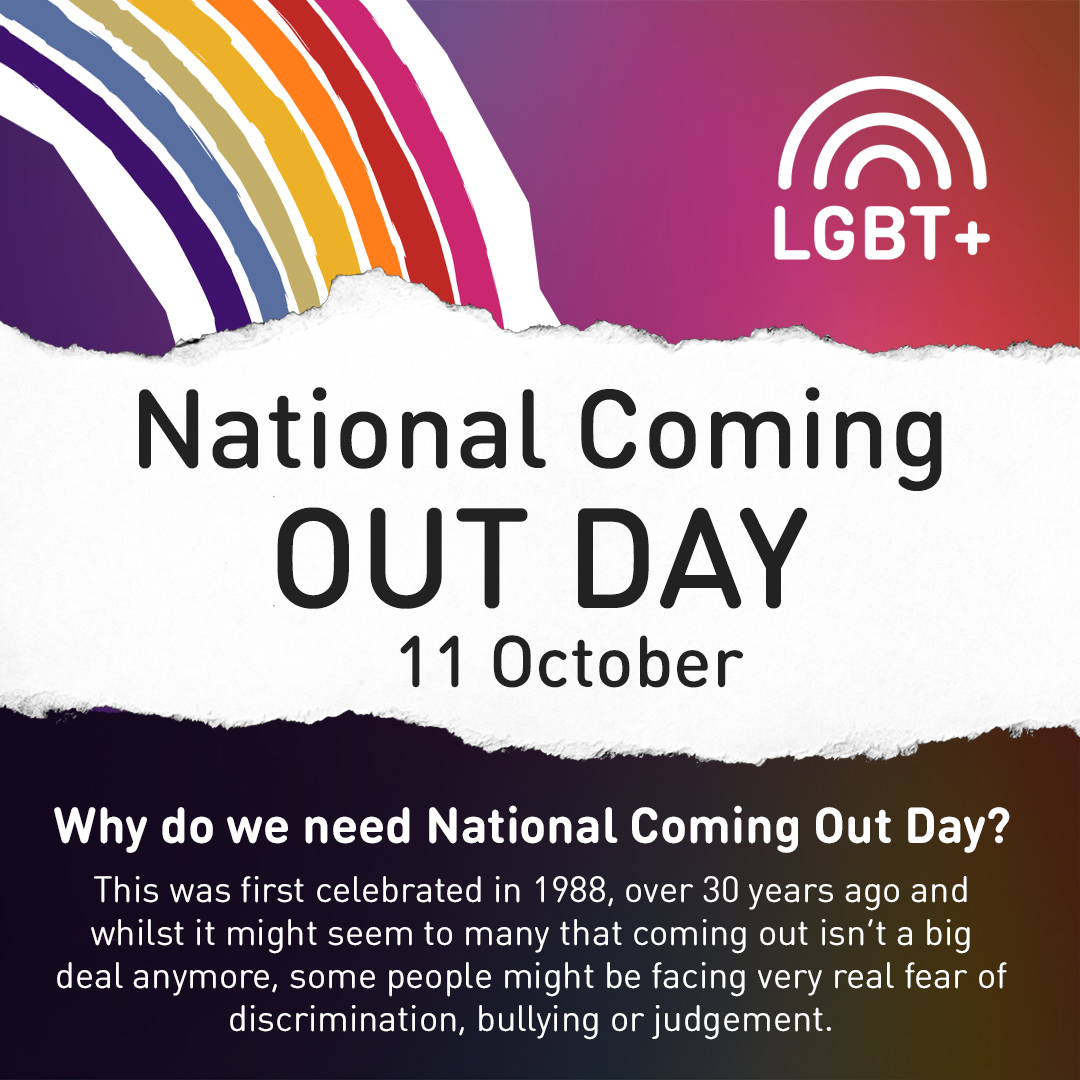 LboroLGBT_Staff's tweet photo. National Coming Out Day - 11 October - #Lboro #Uni #Loughborough #University #LGBT+ #nationalcomingoutday https://t.co/uCpiCB7G8b