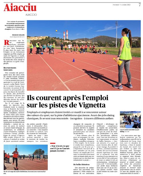 Retour sur notre #StadeVersEmploi à @VilledAjaccio avec Nicolas Wallon via @Corse_Matin « Ils courent après l’emploi sur les pistes de Vignetta »
#AvecPôleEmploi