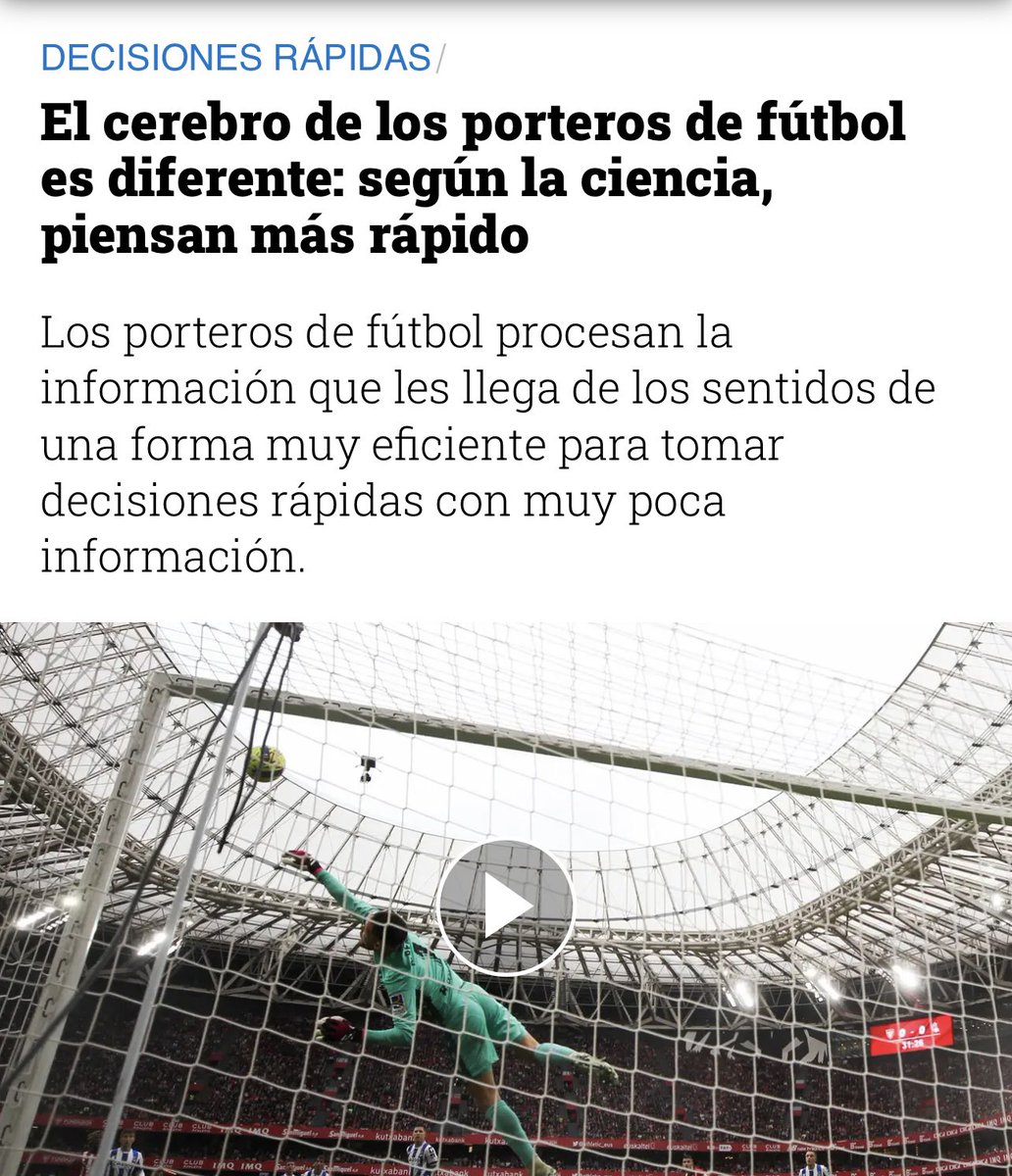 El cerebro de los porteros de fútbol es diferente: según la ciencia, piensan más rápido
Los porteros de fútbol procesan la información que les llega de los sentidos de una forma muy eficiente para tomar decisiones rápidas con muy poca información. 
📲 By: lasexta.com/tecnologia-tec…