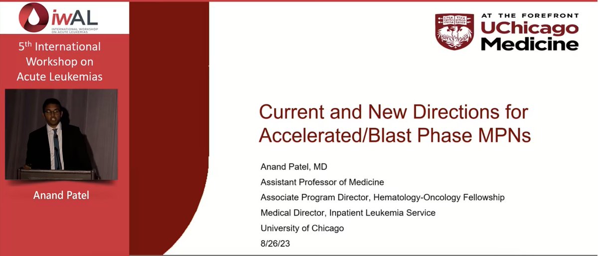 Check out some of the excellent talks from the 2023 Intl Workshop on Acute Leukemias! I had the chance to speak about accelerated/blast-phase MPNs

vjhemonc.com/event/iwal-202…