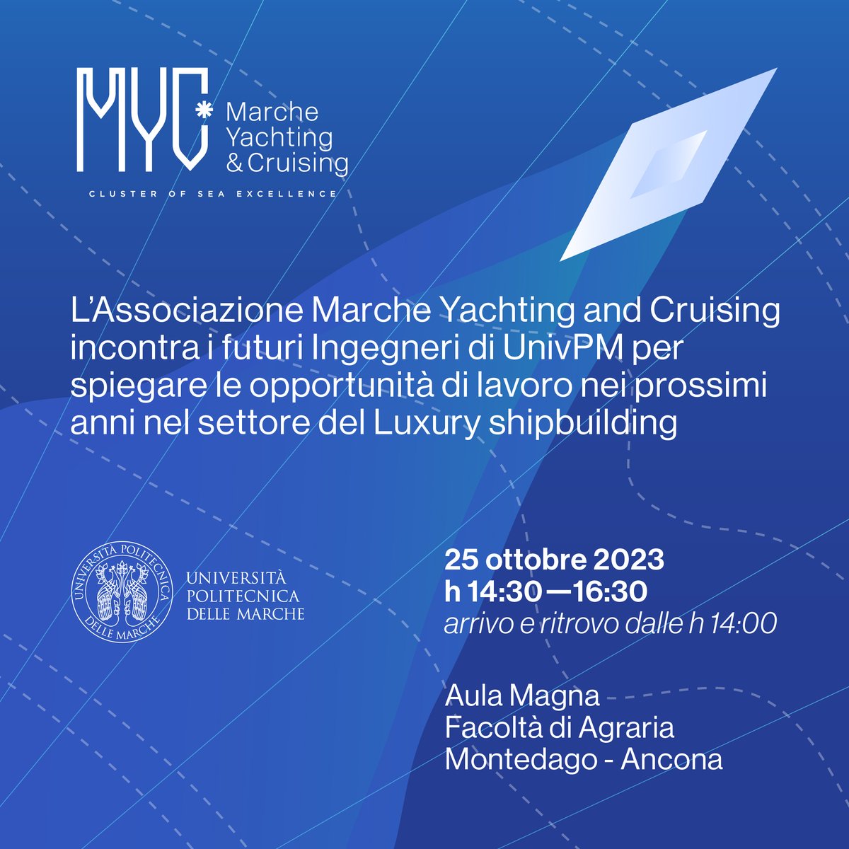 📢 In programma per il 25 ottobre alle 14.30 tra futuri ingegneri e l'associazione Marche Yachting & Cruising Association 📢