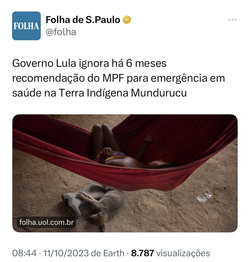 Ué, o Governo Lula não está cuidando dos índios?🤔