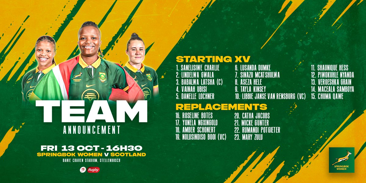 ICYMI: The #BokWomen team that will take on Scotland in the first round of <a href="/WXVRugby/">WXV</a> on Friday 💥
#MakeItCount
