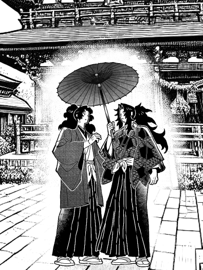 再掲 弟(自分の上位存在)に傘を持たせるわけにはいけないので、自分から持つようにした兄の図なのだけれど、弟から傘をぶん取っているように見えて笑ってしまう 