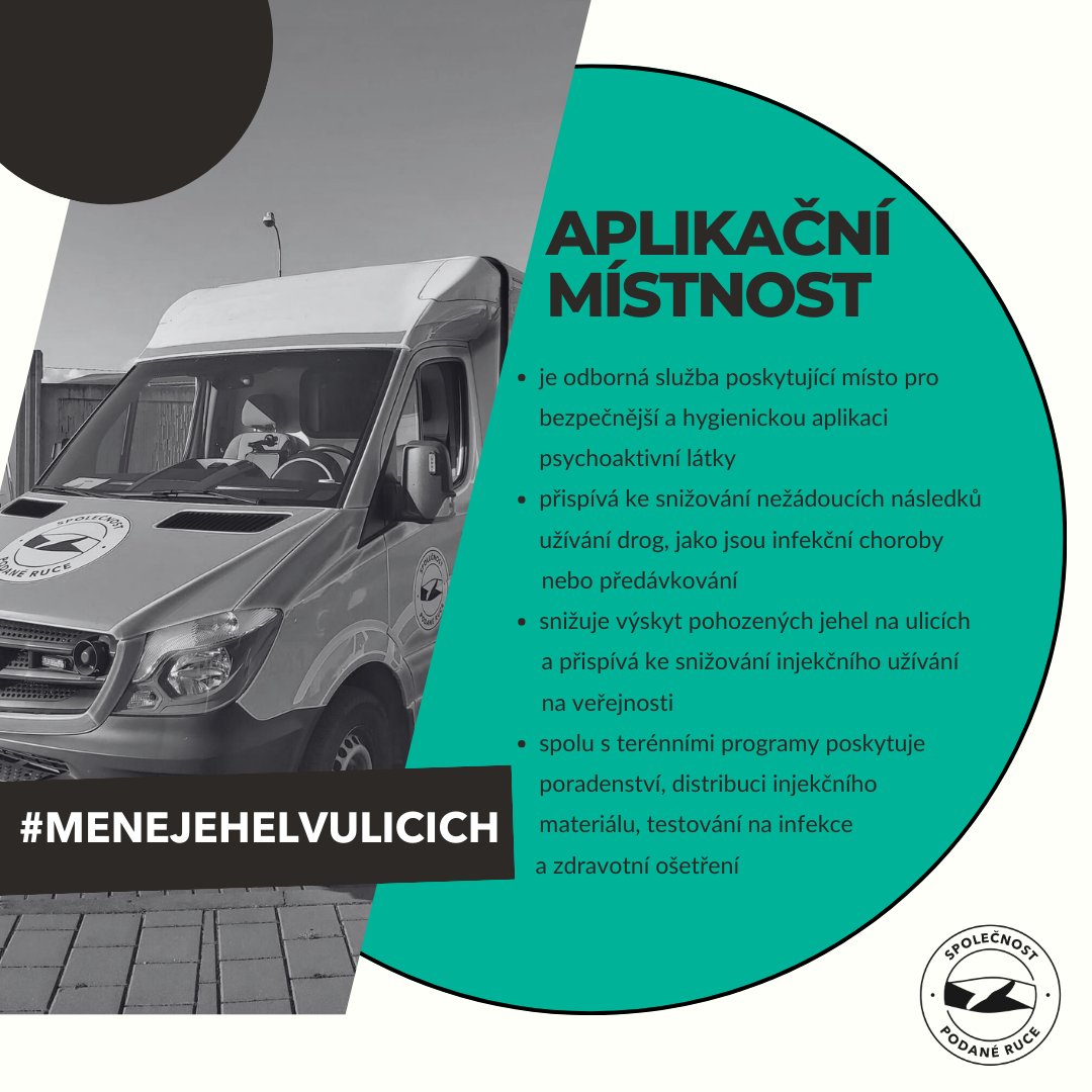V září jsme jako první v České republice spustili provoz mobilní aplikační místnosti. 

💡Co to vlastně aplikační místnost je a k čemu slouží?

Všechny důležité informace o fungování zařízení se dozvíte na obrázku.👇 

#menejehelvulicich #podaneruce #brno