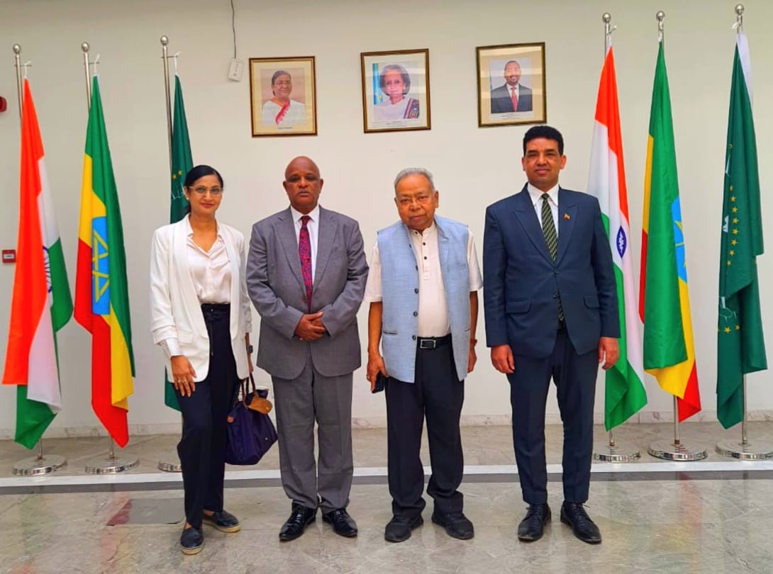 H.E. Ambassador Demeke Atnafu met and discussed with Dr. B.B.L. Madhukar, Founder of BRICS CCI and Dr. Sushi Singh, Co-Founder of BRICS CCI, on the possibility of promoting economic cooperation, trade and investment between Ethiopia and BRICS member states.
