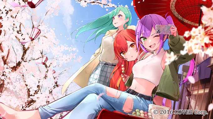 常闇トワ様のオリジナル曲 「Antares」 にイラストを描かせていただきました! Jewel boxの三人のお花見イラストです 本当に素敵なMV!!参加できて嬉しいです!  #TOWART 
