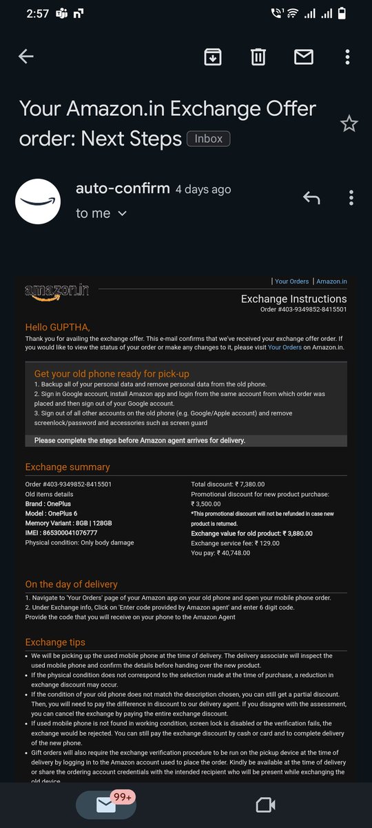 Guptha_39's tweet photo. I ordered iPhone13 at the Amazon Great Indian Festival sale on 7th October 2023. And the order was cancelled by Amazon on 11th October 2023 without informing me. When i asked Amazon customer care they asked me to place a new order. @GyanTherapy @amazonIN @amazon @AmazonHelp https://t.co/DposaE4QFJ