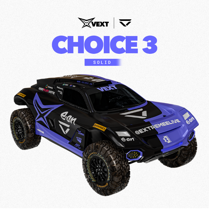 vextoken's tweet photo. 3 special edition @Veloce_Racing liveries, but only one can be chosen to race at the @ExtremeELive season finale in Chile! 👀

This is just one of many ways we hope to empower our community as we continue to innovate &amp; spearhead a new wave of fan integration 🙌 

#VEXT #ExtremeE