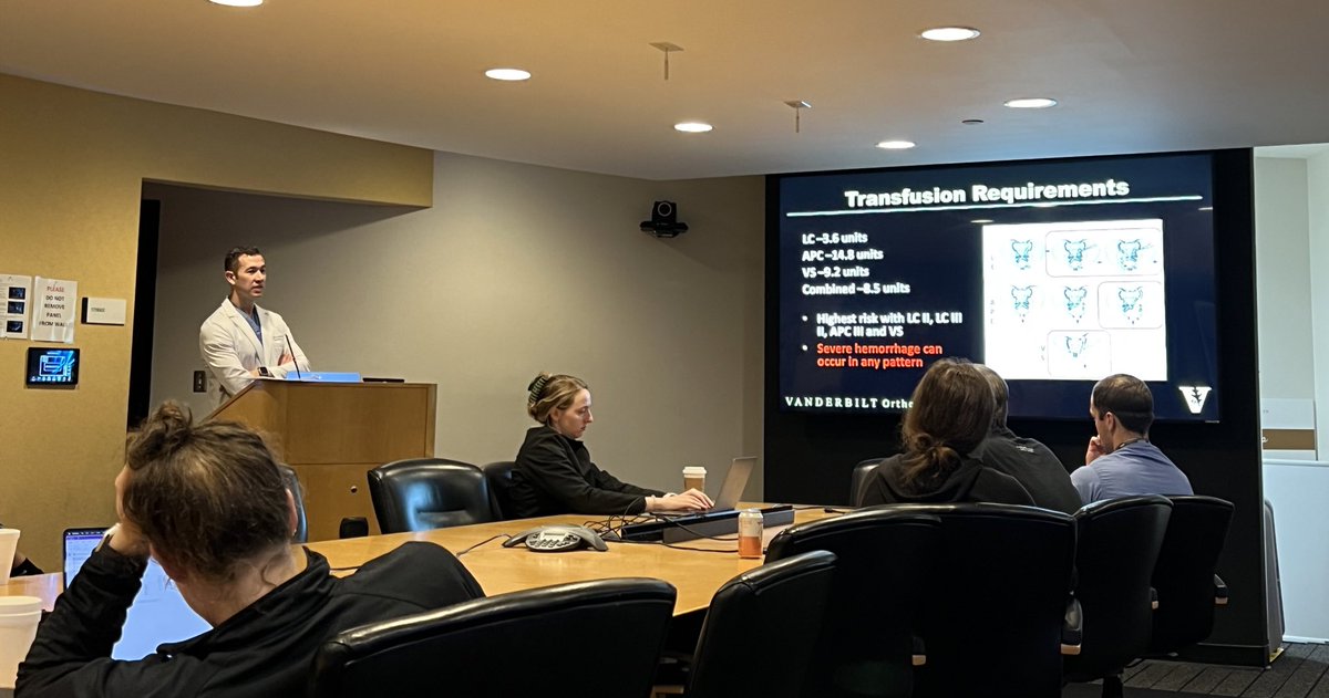 @VUMCOrtho trauma fellow and @BalboaOrtho alum Dr. Quacinella doing a great job educating our residents on the acute management of pelvic ring injuries during our weekly trauma conference. @MilOrtho @otatrauma