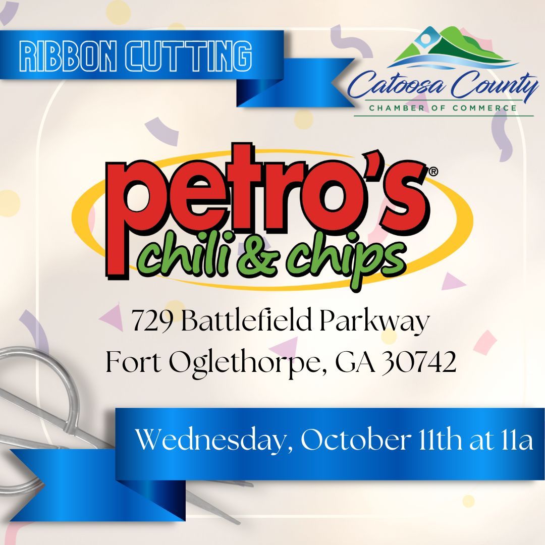 Lunch at Petro's in Fort Oglethorpe today at 11am?  Sounds like a great idea to us!
Join us for a Chamber Ribbon Cutting and stay and enjoy their delicious food!  You know you want to try it!  #CatoosaConnects #PetrosFortO #LetsGoFortO
