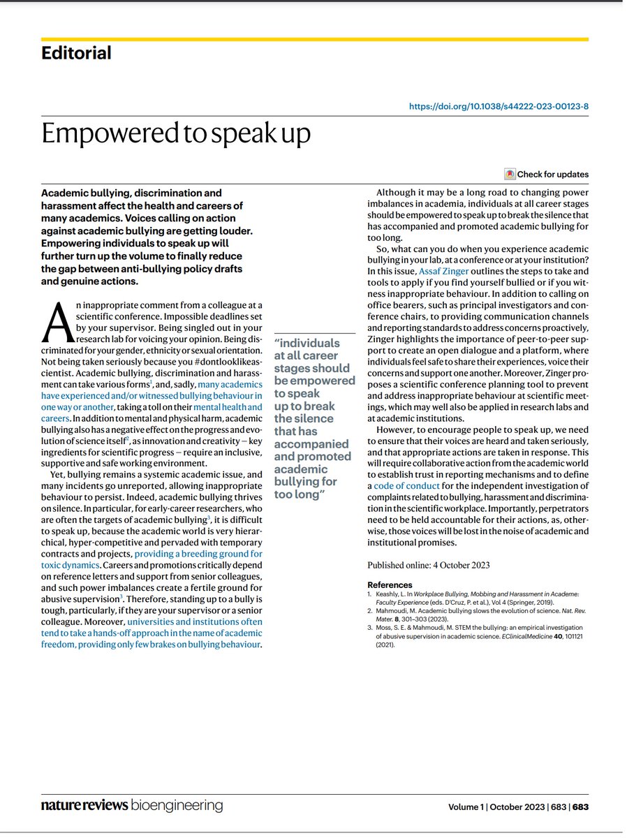 Morteza Mahmoudi, PhD (@morimahmoudi) on Twitter photo An informative editorial <a href="/natrevbioeng/">Nature Reviews Bioengineering</a> on academic #bullying
<a href="/ChristineHorejs/">Christine Horejs</a>
nature.com/articles/s4422… An informative editorial <a href="/natrevbioeng/">Nature Reviews Bioengineering</a> on academic #bullying
<a href="/ChristineHorejs/">Christine Horejs</a>
nature.com/articles/s4422…
