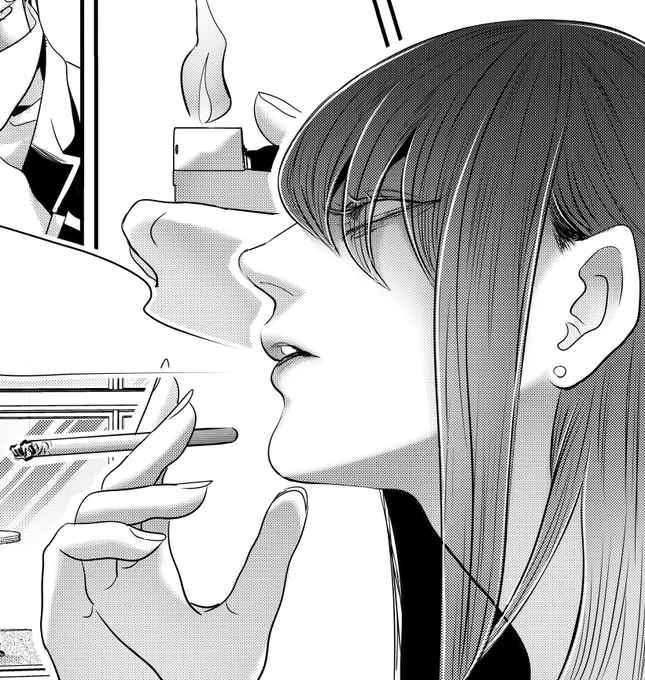 以前描いた、冬木さんの喫煙シーン。
目を描いていないバージョンも個人的にはお気に入り。 