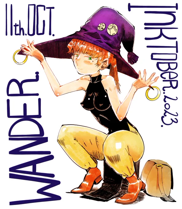 #inktober2023  #inktober
11th "Wander"放浪姐さん 