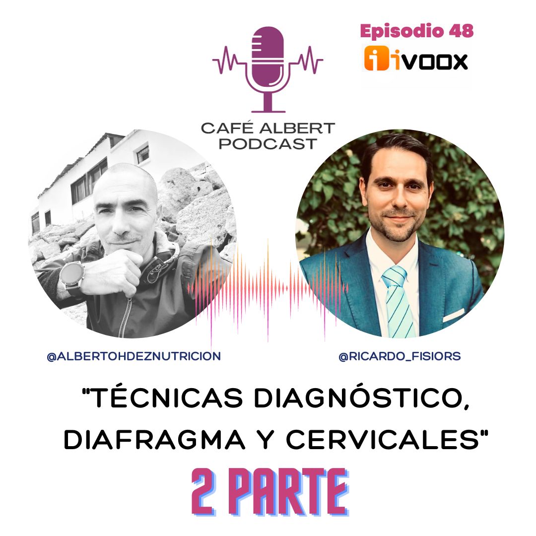 PODCAST y FISIOTERAPIA (CAFÉ ALBERT): 
Técnicas de diagnóstico y tratamiento en fisioterapia: punción seca, acupuntura y diatermia.
- Ecógrafo en la clínica de fisioterapia.
- Diafragma.
- Cráneo/migraña y dolor cervical.
go.ivoox.com/rf/117618767