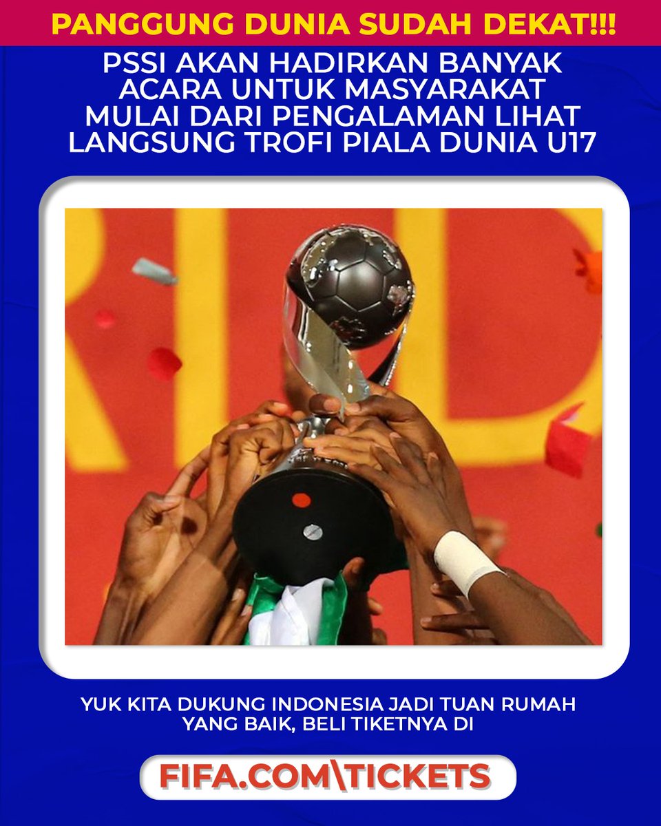 allaboutbolaid's tweet photo. PSSI hadirkan banyak acara untuk masyarakat mulai dari lihat langsung trofi Piala Dunia U17 #U17Mendunia #KitaGaruda #BersamaGaruda #GarudaMudaMendunia #GarudaMendunia #PialaDuniaU17 #WorldCupU17

MC LEE TB Simatupang Gibran Gaza Mangga Mahkamah Keluarga Saw X Hazard https://t.co/atJw5AWDM1