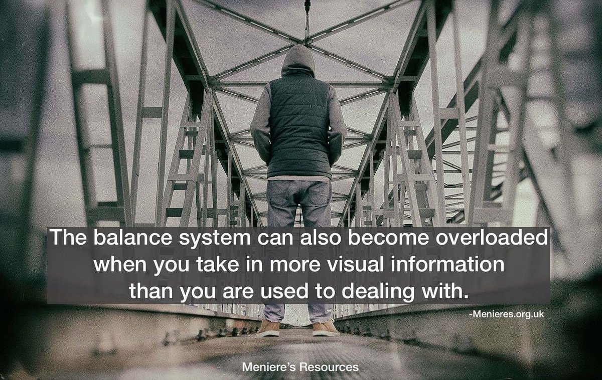 MenieresResourc's tweet photo. Too much visual information,motion,patterns,flickering lights;visual information conflicts w/ information coming from your other balance senses resulting in dizziness,unsteadiness;are unreliable source, whether it is you or your environment that is moving

https://t.co/Xsi15Rd8Fl https://t.co/5JSAcjvU4y