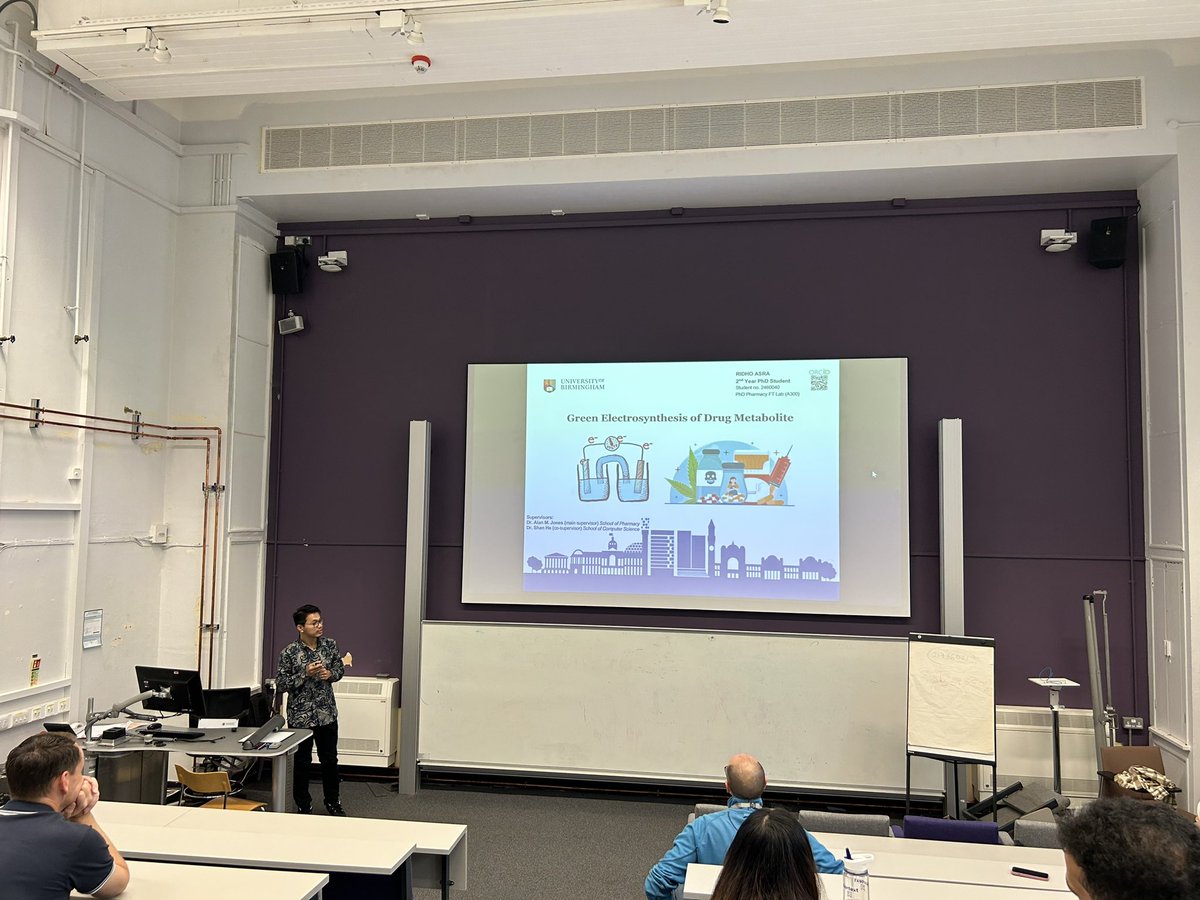 Alan Jones (@dralanjones) on Twitter photo Year 2 PhD researcher <a href="/ridhoasraa/">RIDHO ASRA</a> presenting his research on electrosynthesis of drug metabolites at the <a href="/unibham_SoBMS/">UoB Department of Biomedical Sciences</a> <a href="/UoB_Pharmacy/">UoB Pharmacy School</a> joint departmental seminar series Year 2 PhD researcher <a href="/ridhoasraa/">RIDHO ASRA</a> presenting his research on electrosynthesis of drug metabolites at the <a href="/unibham_SoBMS/">UoB Department of Biomedical Sciences</a> <a href="/UoB_Pharmacy/">UoB Pharmacy School</a> joint departmental seminar series