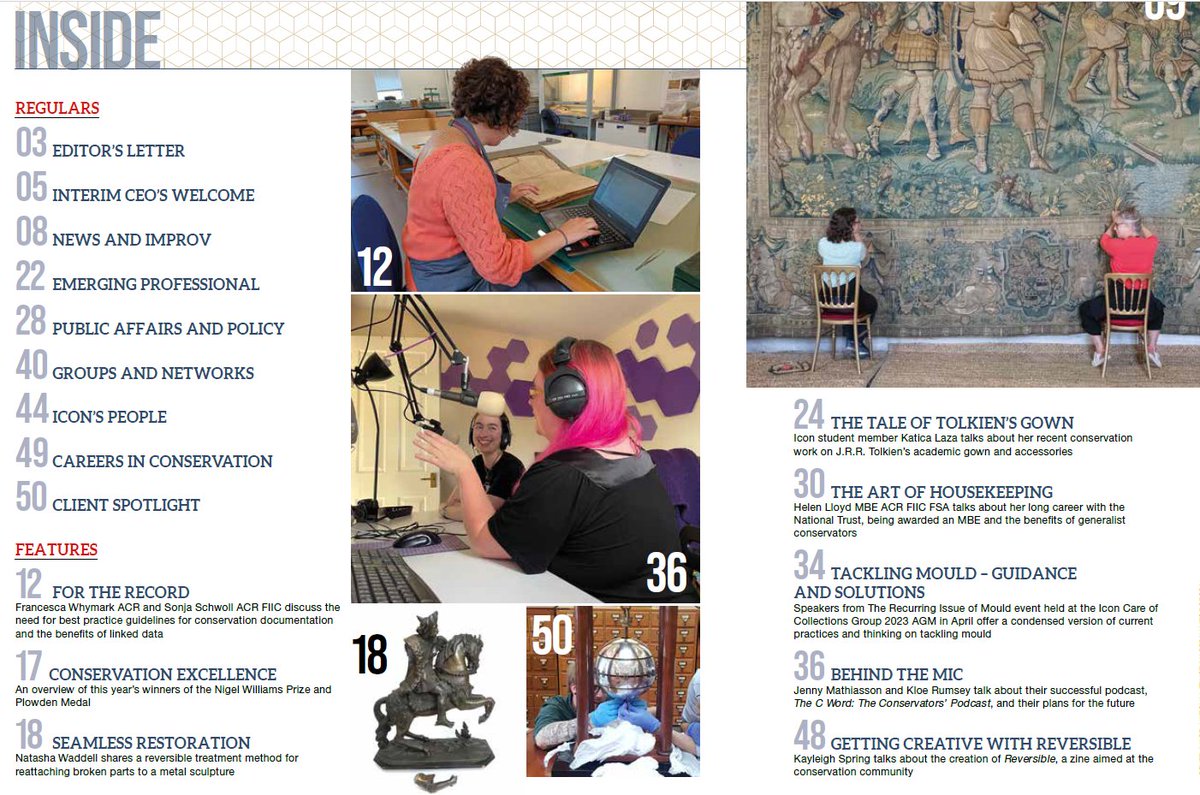 Icon - The Institute of Conservation (@conservators_uk) on Twitter photo The latest issue of our Iconnect magazine is now reaching members 🙆♀️You will find:
🧙The story of conserving J.R.R. Tolkien’s academic gown and accessories
🎙️Behind the mic: An insight into recording the wildly successful podcast 'The C word' - <a href="/curatedjenny/">Jenny Mathiasson</a> <a href="/KloeRumsey/">Kloe Rumsey</a> The latest issue of our Iconnect magazine is now reaching members 🙆♀️You will find:
🧙The story of conserving J.R.R. Tolkien’s academic gown and accessories
🎙️Behind the mic: An insight into recording the wildly successful podcast 'The C word' - <a href="/curatedjenny/">Jenny Mathiasson</a> <a href="/KloeRumsey/">Kloe Rumsey</a>
