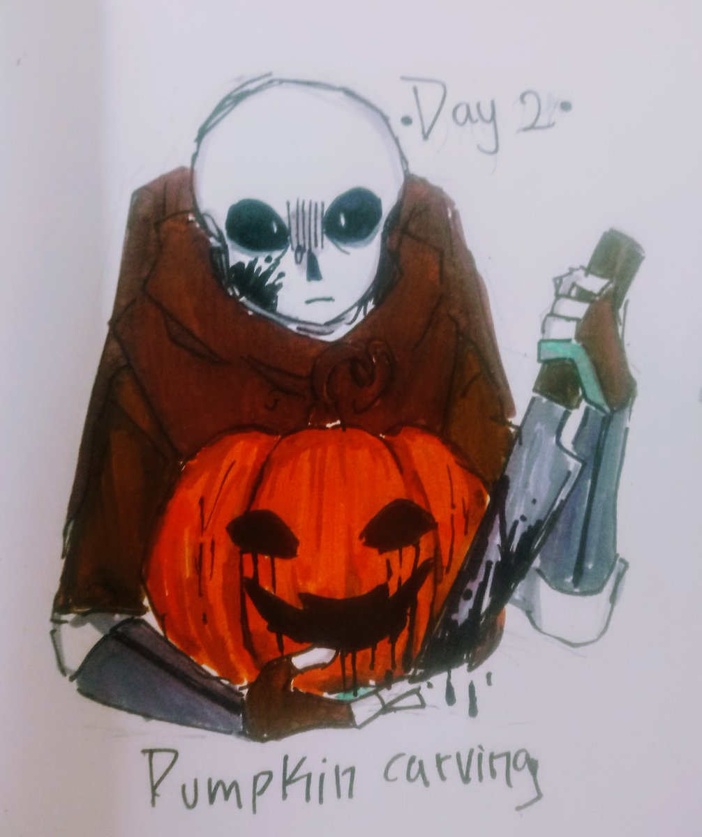 Leon_de_Luna's tweet photo. Day 2: Pumpkin carving 🎃
#Inktobertale2023 #inksan https://t.co/BA1kCZJ86O