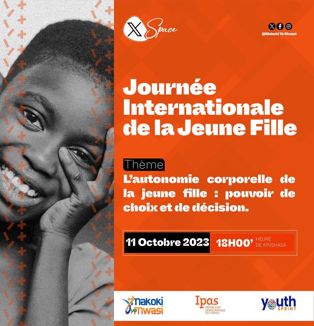 AbecAsbl's tweet photo. #SpaceX

#Journée internationale de la jeune fille

L’égalité de genre et la #masculinité positive sont des leviers importants pour renforcer le #pouvoir de #décision et de #choix de la jeune #fille.

Nous en parlons ce soir, à partir de 18h00 de Kinshasa sur la page @IpasRDC https://t.co/JlMDOJqPyG