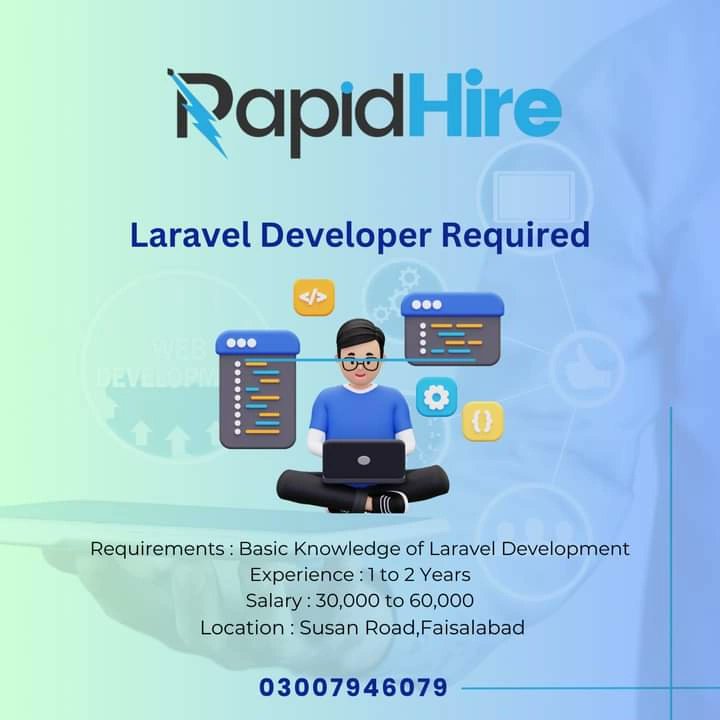 🚀 Exciting Opportunity: Laravel Developer Wanted! 🌟
Are you a talented Laravel developer with a passion for web development? Rapid Hire has an incredible job opportunity waiting for you!
To apply or for more information, please contact 03007946079.
#RapidHire #RapidHireCompany